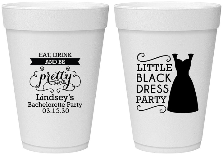Personalized Bachelorette 16 oz Foam Cups - Little Black Dress | 60164
