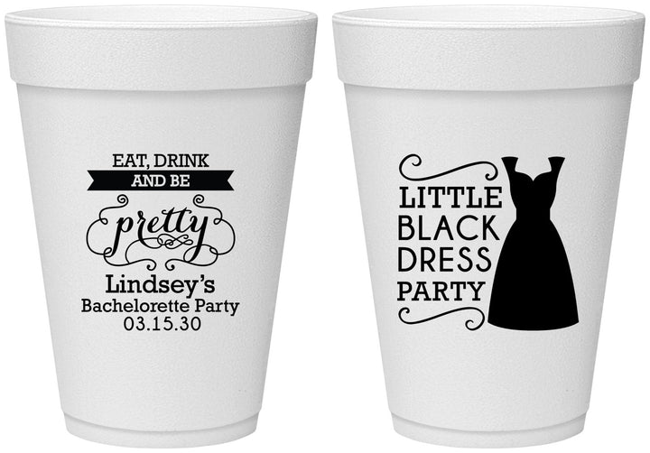 Personalized Bachelorette 16 oz Foam Cups - Little Black Dress | 60164