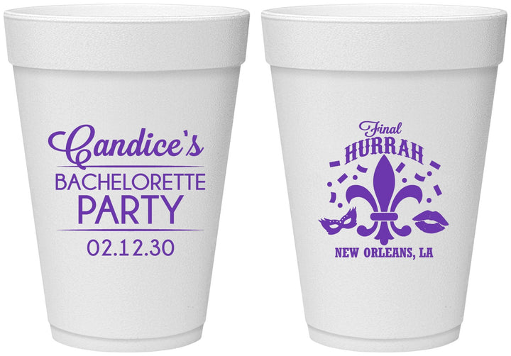 Personalized Bachelorette 16 oz Foam Cups - New Orleans | 60166