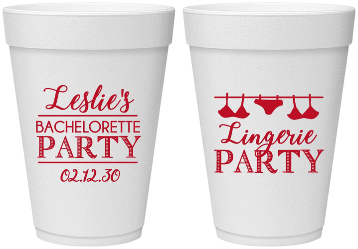 Personalized Bachelorette 16 oz Foam Cups - Lingerie Party | 60171