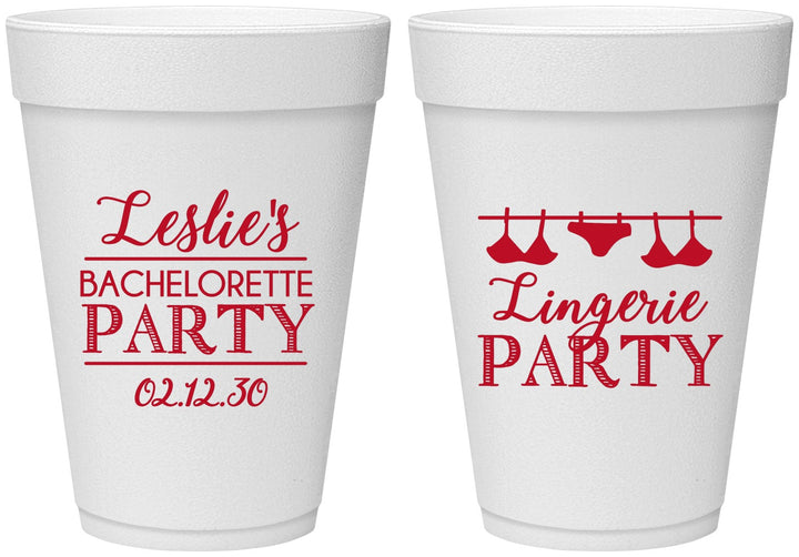 Personalized Bachelorette 16 oz Foam Cups - Lingerie Party | 60171
