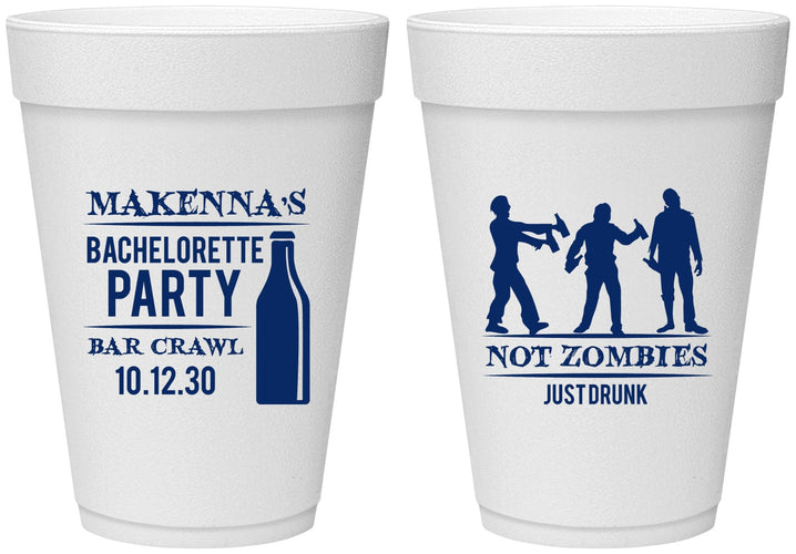 Personalized Bachelorette 16 oz Foam Cups - Zombie | 60173