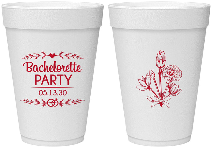 Personalized Bachelorette 16 oz Foam Cups - Flowers | 60174