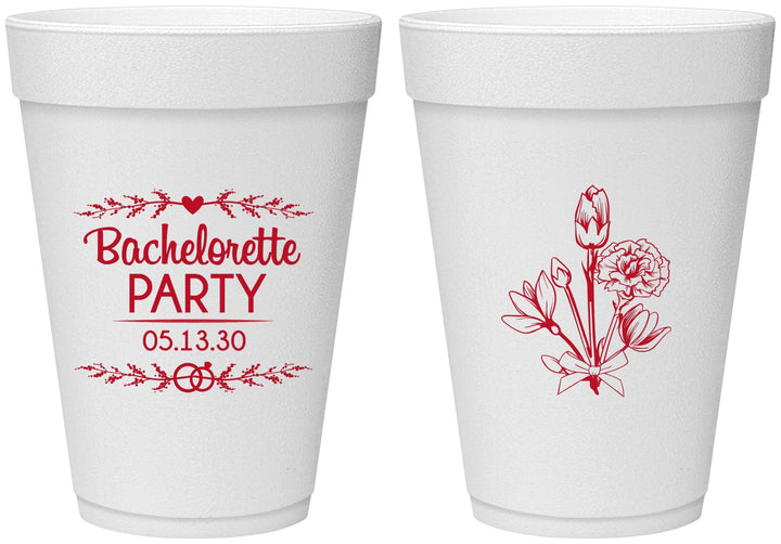 Personalized Bachelorette 16 oz Foam Cups - Flowers | 60174