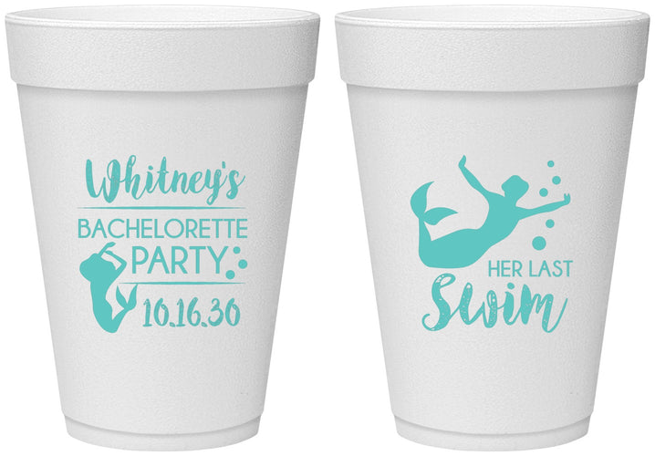 Personalized Bachelorette 16 oz Foam Cups - Mermaid | 60175