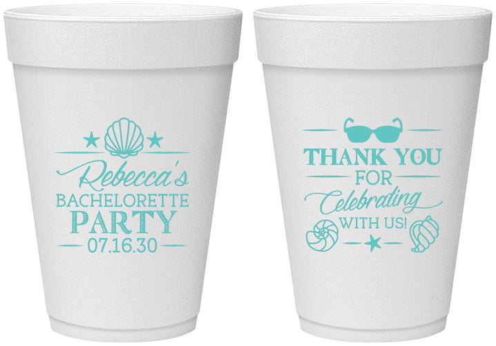 Personalized Bachelorette 16 oz Foam Cups - Beach | 60177