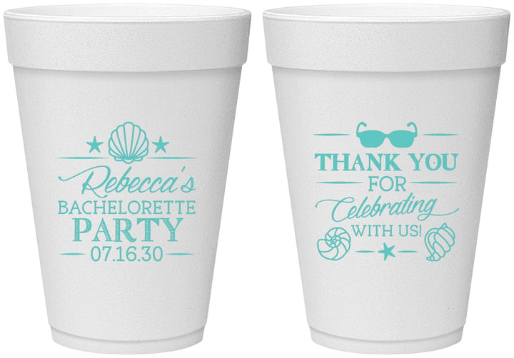 Personalized Bachelorette 16 oz Foam Cups - Beach | 60177