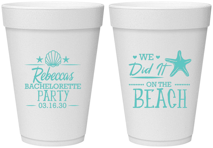 Personalized Bachelorette 16 oz Foam Cups - Beach | 60183