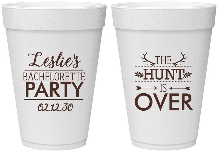 Personalized Bachelorette 16 oz Foam Cups - The Hunt Is Over | 60184