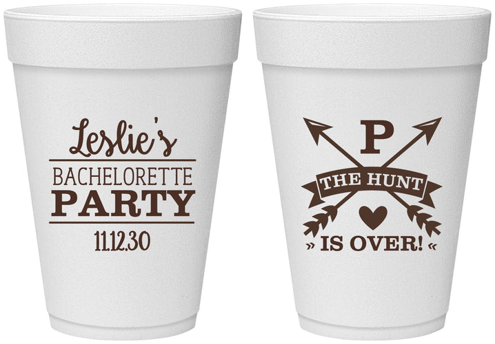 Personalized Bachelorette 16 oz Foam Cups - The Hunt Is Over | 60186