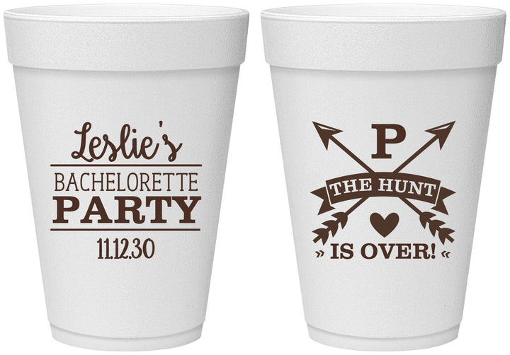 Personalized Bachelorette 16 oz Foam Cups - The Hunt Is Over | 60186