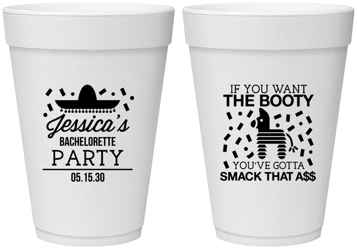 Personalized Bachelorette 16 oz Foam Cups - Smack That Ass | 60192