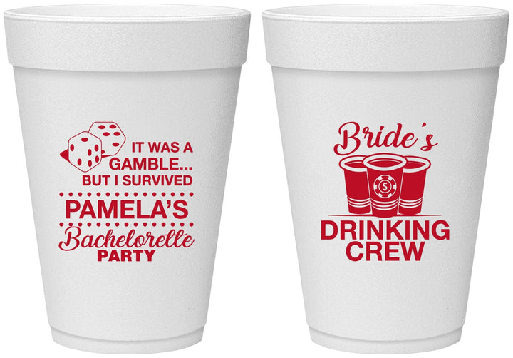 Personalized Bachelorette 16 oz Foam Cups - Las Vegas | 60194