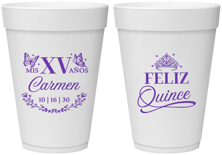 Personalized Quinceanera 16 oz Foam Cups - Mis Quince Anos | 70000