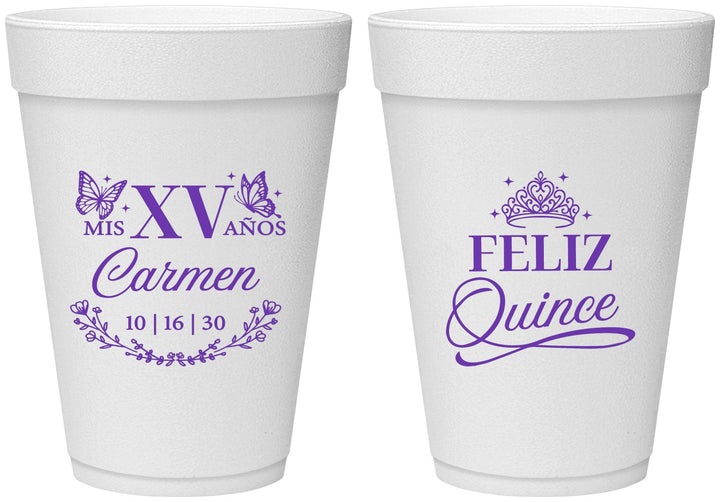 Personalized Quinceanera 16 oz Foam Cups - Mis Quince Anos | 70000