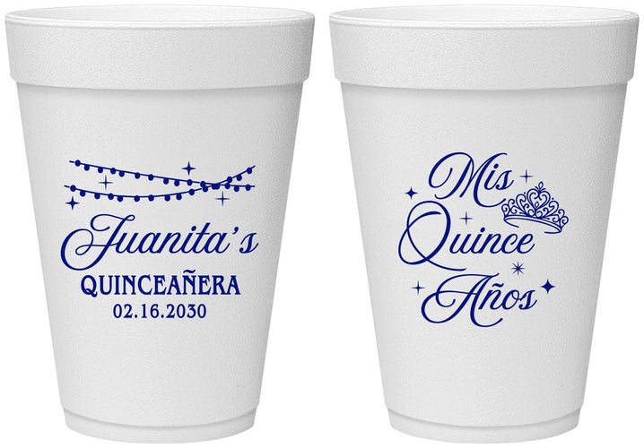 Personalized Quinceanera 16 oz Foam Cups - Mis Quince Anos | 70001