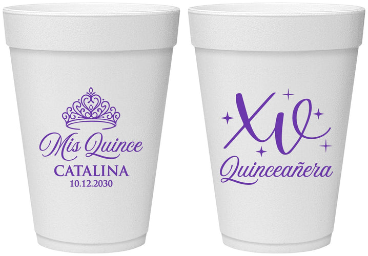 Personalized Quinceanera 16 oz Foam Cups - Mis Quince Anos | 70002