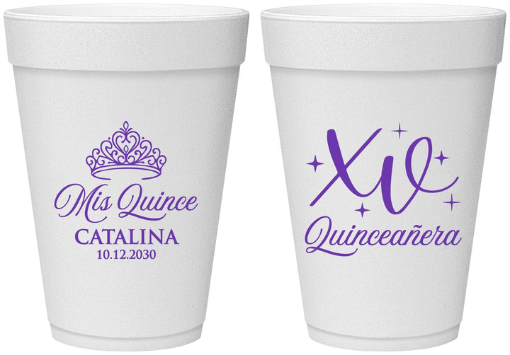 Personalized Quinceanera 16 oz Foam Cups - Mis Quince Anos | 70002