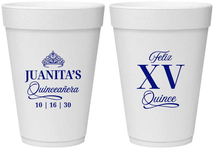 Personalized Quinceanera 16 oz Foam Cups - Mis Quince Anos | 70003
