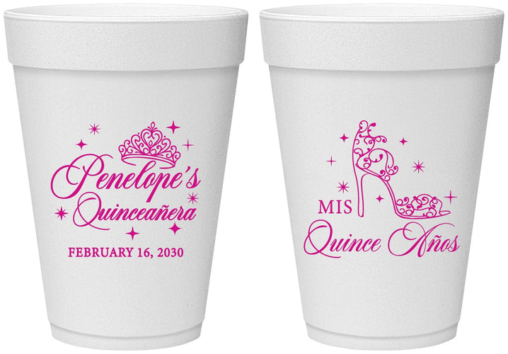 Personalized Quinceanera 16 oz Foam Cups - Mis Quince Anos | 70004