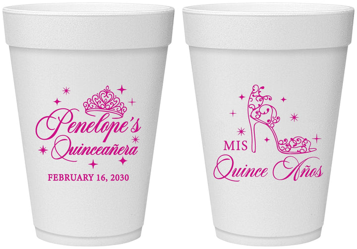Personalized Quinceanera 16 oz Foam Cups - Mis Quince Anos | 70004