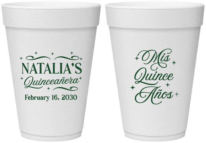 Personalized Quinceanera 16 oz Foam Cups - Mis Quince Anos | 70006