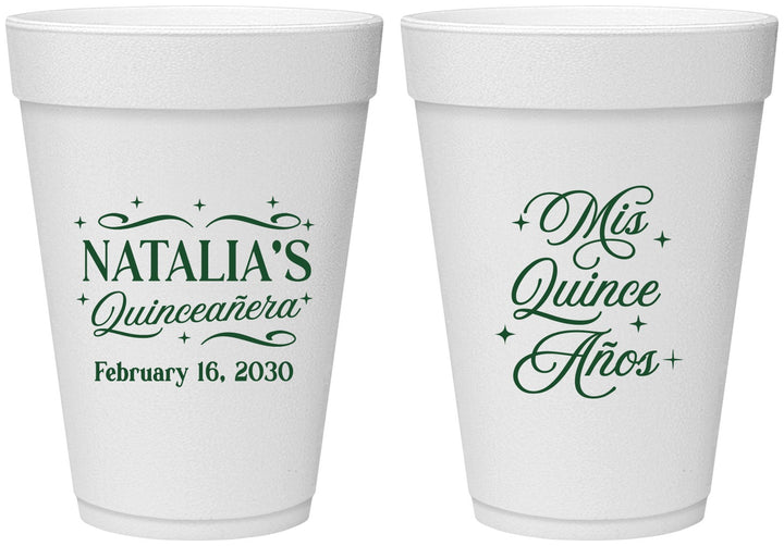 Personalized Quinceanera 16 oz Foam Cups - Mis Quince Anos | 70006