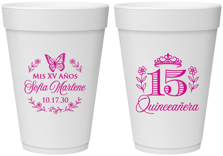 Personalized Quinceanera 16 oz Foam Cups - Mis Quince Anos | 70007