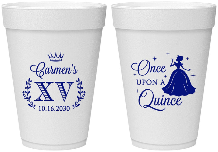 Personalized Quinceanera 16 oz Foam Cups - Once Upon A Quince | 70011