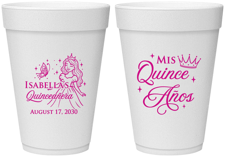 Personalized Quinceanera 16 oz Foam Cups - Mis Quince Anos | 70012