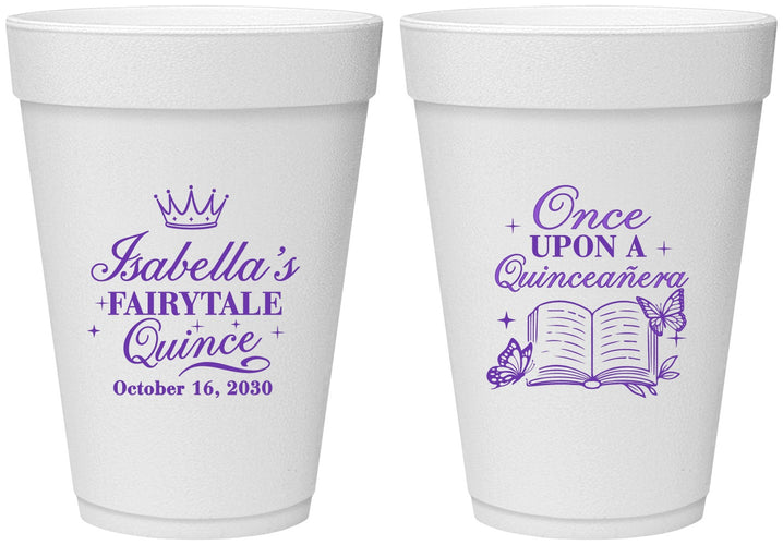 Personalized Quinceanera 16 oz Foam Cups - Once Upon A Quince | 70013
