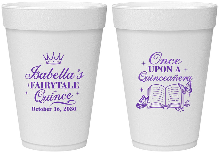 Personalized Quinceanera 16 oz Foam Cups - Once Upon A Quince | 70013