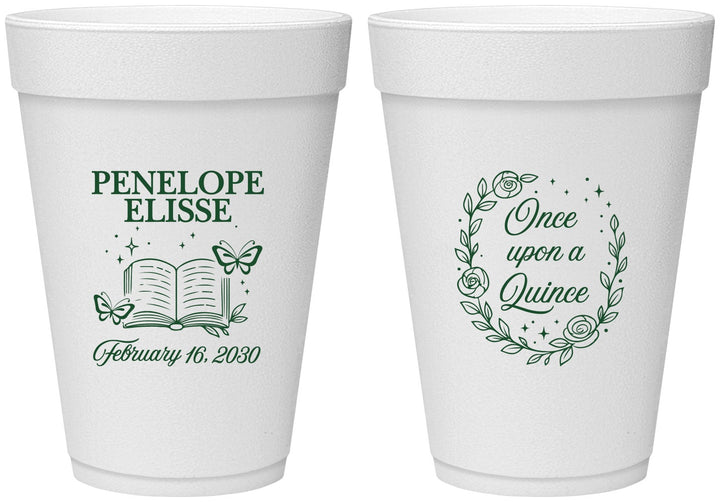 Personalized Quinceanera 16 oz Foam Cups - Once Upon A Quince | 70014
