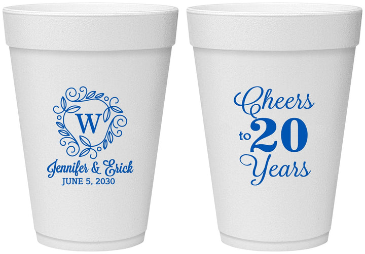 Personalized Anniversary 16 oz Foam Cups - Cheers To 20 Years | 80001