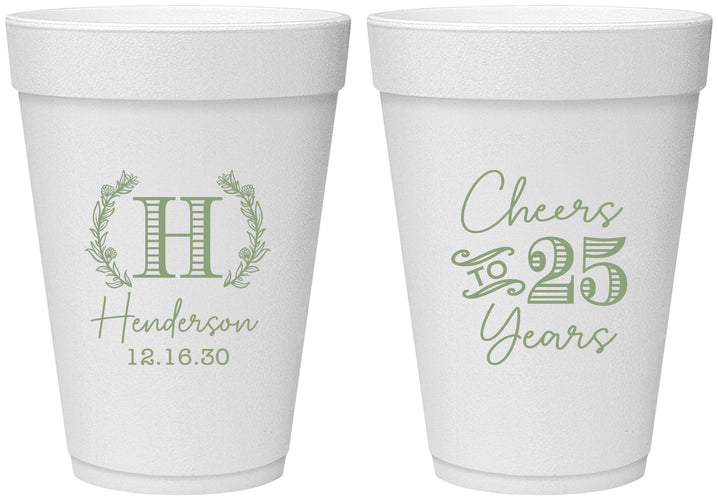 Personalized Anniversary 16 oz Foam Cups - Cheers To 25 Years | 80002
