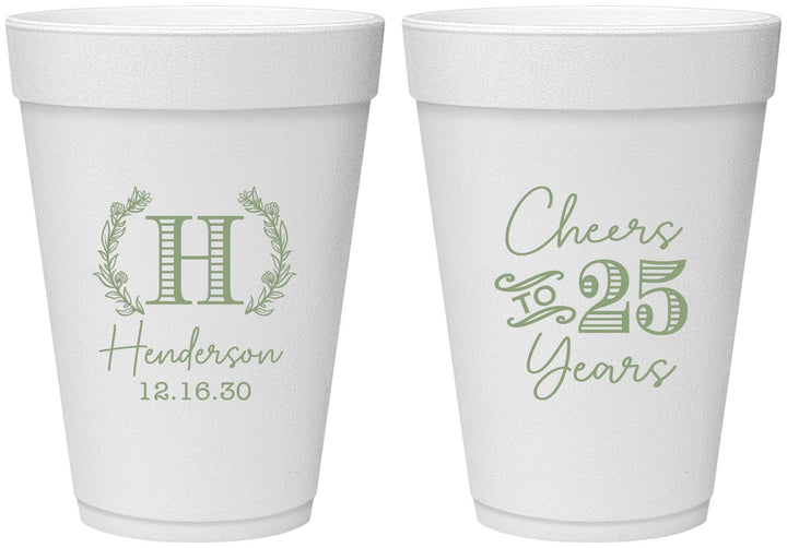 Personalized Anniversary 16 oz Foam Cups - Cheers To 25 Years | 80002