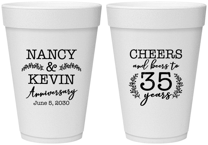 Personalized Anniversary 16 oz Foam Cups - Cheers To 35 Years | 80004