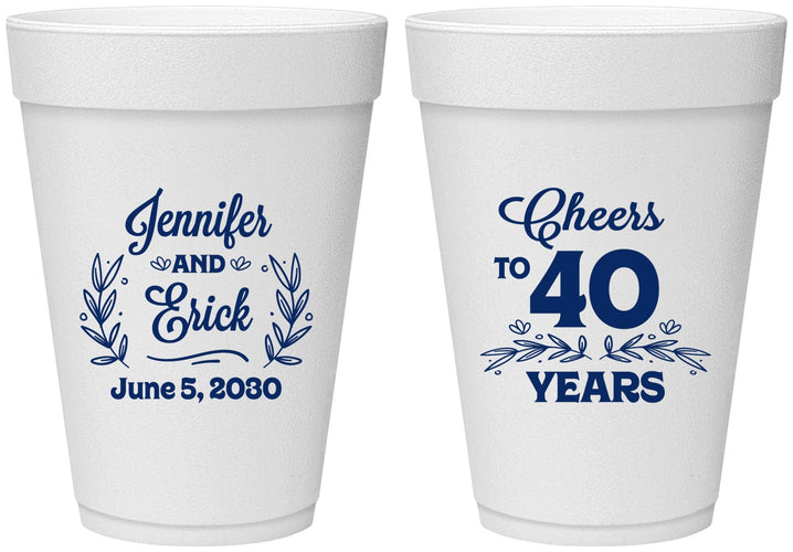 Personalized Anniversary 16 oz Foam Cups - Cheers To 40 Years | 80005
