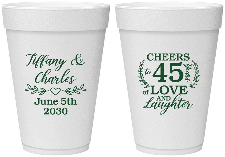 Personalized Anniversary 16 oz Foam Cups - Cheers To 45 Years | 80006