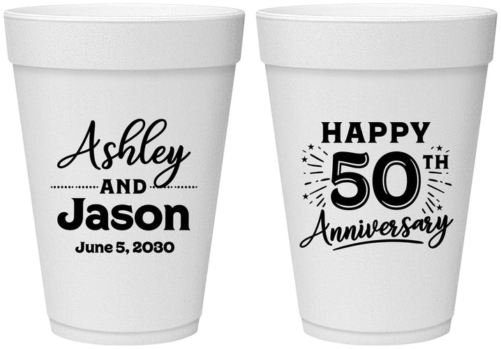 Personalized Anniversary 16 oz Foam Cups - 50th Wedding | 80007