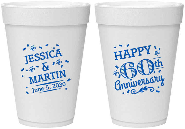 Personalized Anniversary 16 oz Foam Cups - Cheers To 60 Years | 80009
