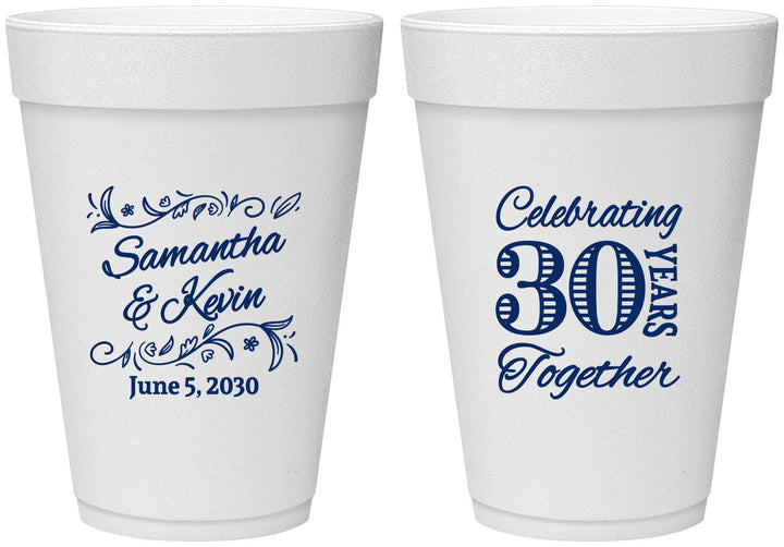Personalized Anniversary 16 oz Foam Cups - 30 Years Together | 80013