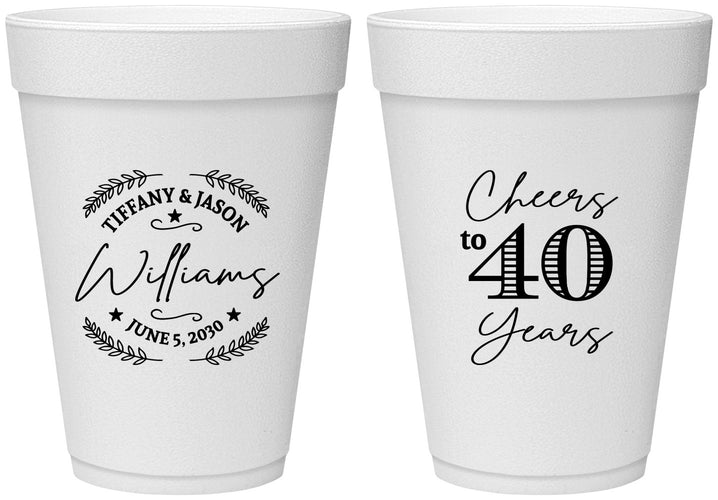 Personalized Anniversary 16 oz Foam Cups - Cheers To 40 Years | 80015