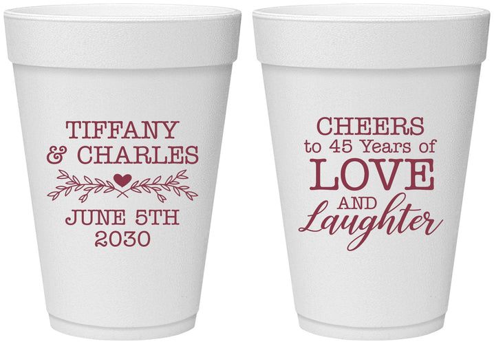 Personalized Anniversary 16 oz Foam Cups - Cheers To 45 Years | 80016