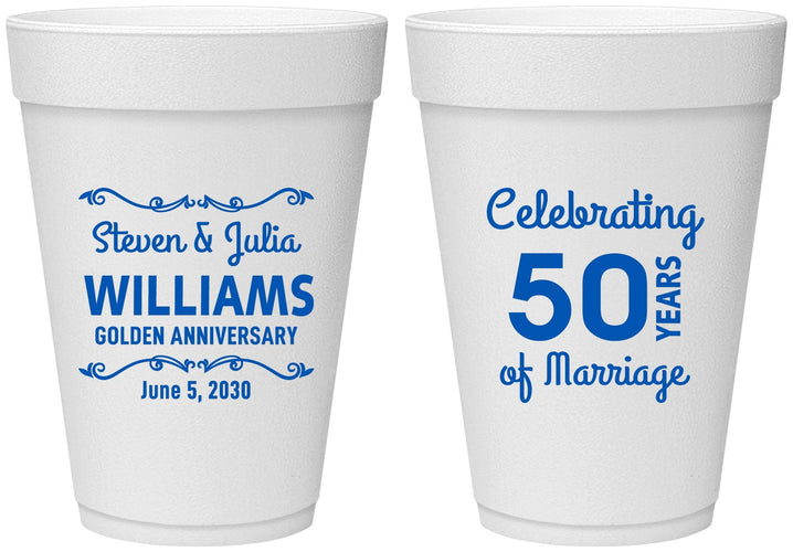 Personalized Anniversary 16 oz Foam Cups - 50 Years Of Marriage | 80017