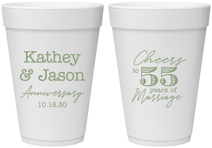 Personalized Anniversary 16 oz Foam Cups - Cheers To 55 Years | 80018