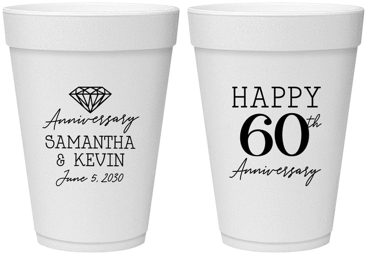 Personalized Anniversary 16 oz Foam Cups - 60th Wedding | 80019