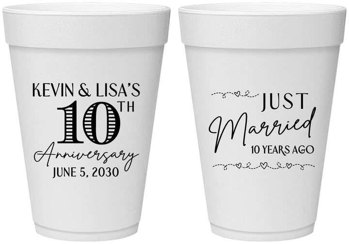 Personalized Anniversary 16 oz Foam Cups - 10 Years Down | 80020