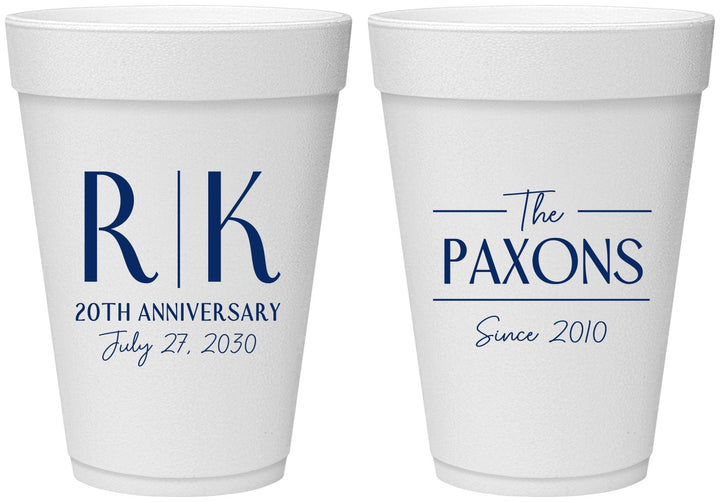 Personalized Anniversary 16 oz Foam Cups - 20th Wedding | 80021