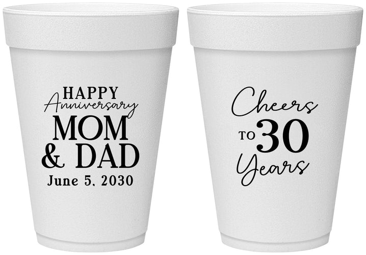 Personalized Anniversary 16 oz Foam Cups - Cheers To 30 Years | 80023